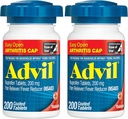 Advil Pain Reliever și Reductor Febră, Durere de relief Medicina cu Ibuprofen 200 mg pentru dureri articulare, dureri musculare și dureri de artrită minore - 200 comprimate filmate cu capac de artrită ușor deschisă