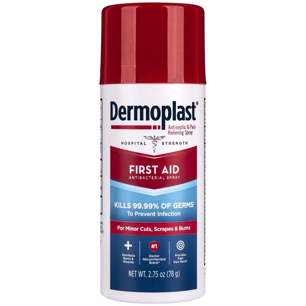 Dermoplast Primul ajutor Spray, Analgesic & Antiseptic Spray pentru tăieturi minore, Scrapes și Burns, 2.75 Ounce (Packaging May Vary)
