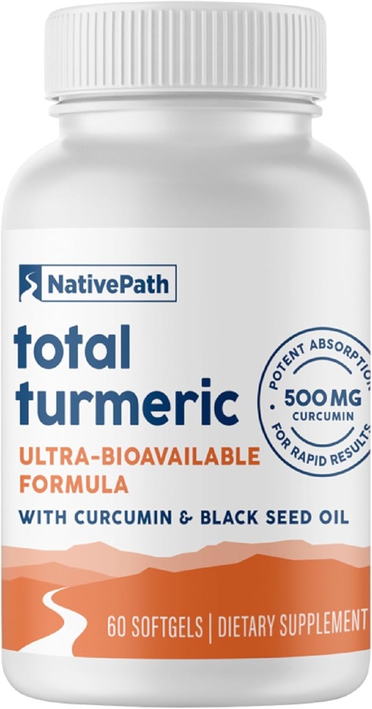 Curcumina nativePath cu ulei de semințe negru - Advanced Antioxidant & Supplement de sprijin comun - Softgels turmeric premium cu absorbție ridicată îmbunătățită, non-GMO & Gluten-Free, 60 Softgels