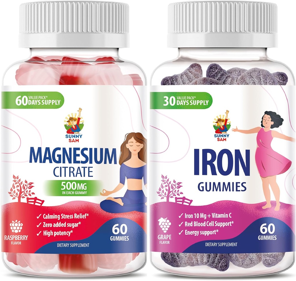 SUNNY SAM Vitamine de fier cu vitamine C & Gume de magneziu pentru adulți