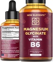 Glicinat lichid de magneziu picături cu vitamina B6 - Supliment de magneziu 500mg & vitamina B6 100mg 