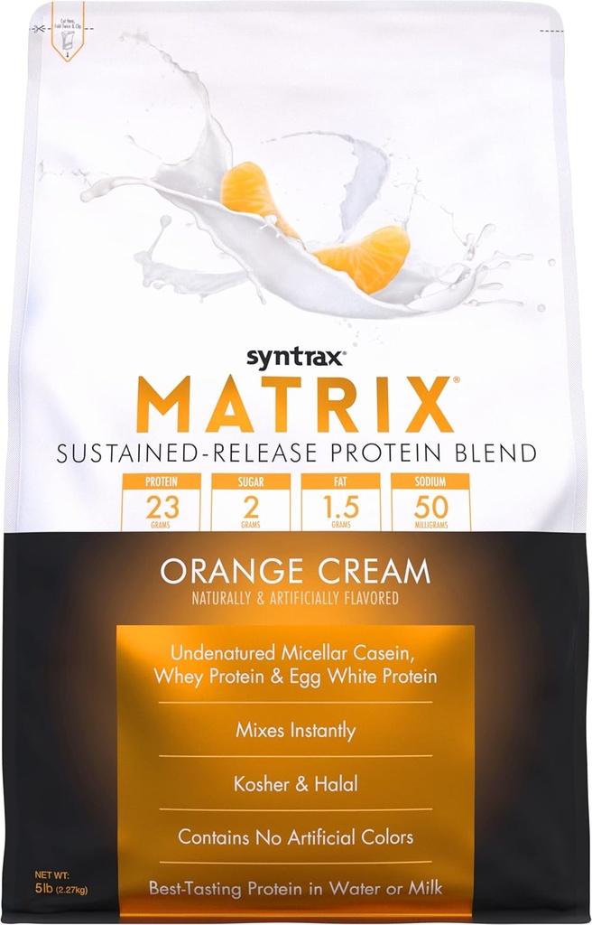 Syntrax Nutrition Matrix - Se susţine-Release Proteine Blend, Orange Cream, 5 lb.