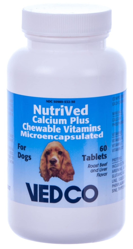 NutriVed Calciu Plus Vitamine masticabile pentru câini - 60 comprimate