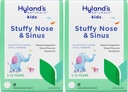 Hyland Naturals Kids Stuffy Nas și Sinus Tablete, Rece și Alergie Medicina pentru copii Vârsta 2 și în sus, Ajutor de cap și decongestant nazale, comprimate de dissolvire rapidă, 50 Conte (Pachet de 2)
