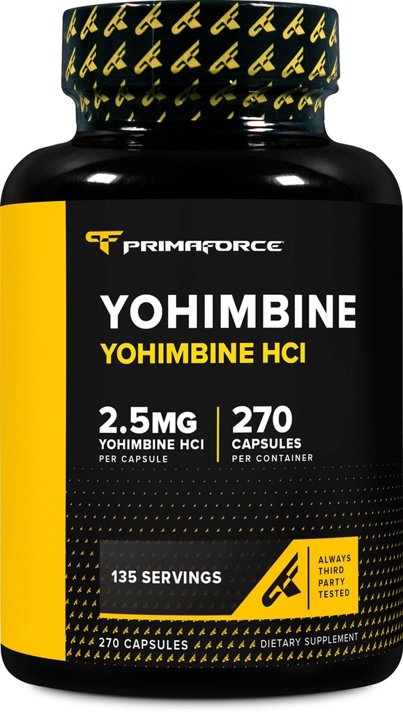 PrimaForce Yohimbine HCl 2,5 mg, 270 capsule - Premium Supliment, Boots Performance, Zero Fillers, non-GMO și gluten gratuit
