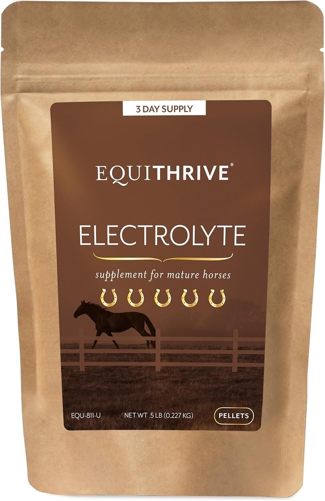 Pelete electrolitice echitabile de cai, suplimente de vitamine și minerale, alimente pentru ecvidee pentru formare și concurență, .5 lbs, 3 zile de aprovizionare