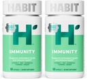 Obicei Imunitate Supliment 2 Pachet (120 capsule) - Look nou, Echinacea, Elderberry, Turmeric, Zinc Blend pentru a sprijini sănătatea imună și nivelurile antioxidante, Vegan, non-GMO