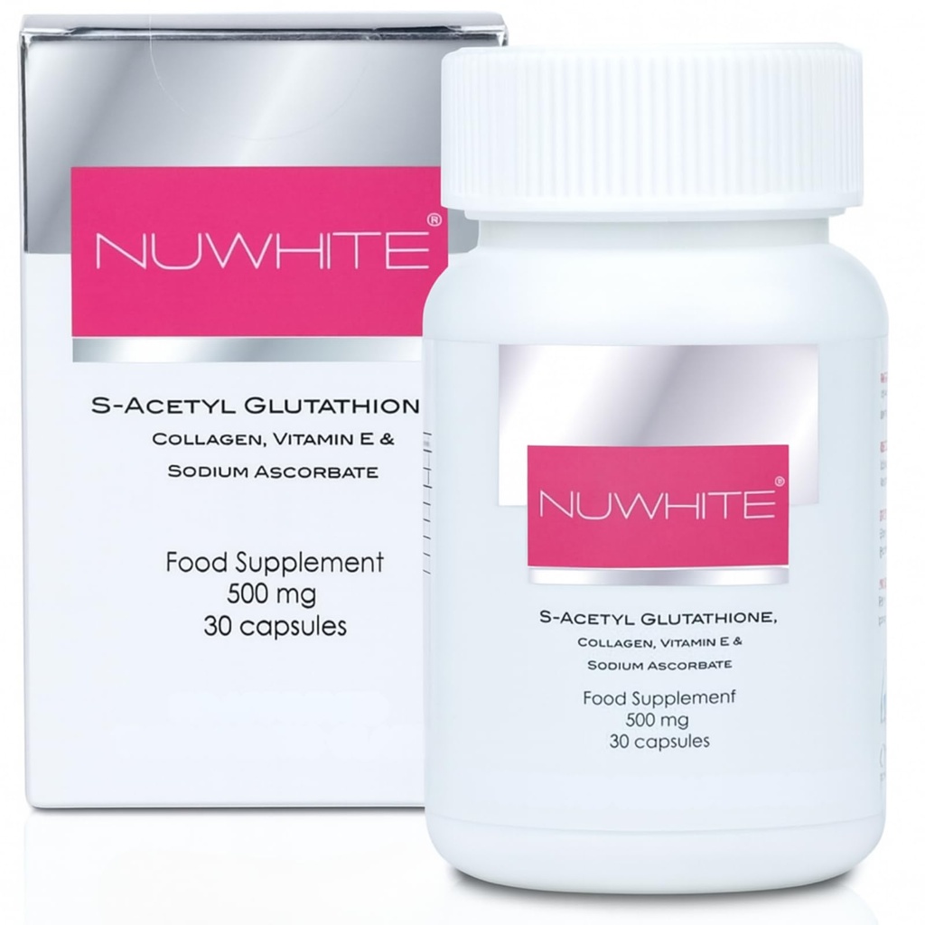 Nu Alb S-Acetil Glutatione Noua formulă îmbunătăţită de albire a pielii 30 Capsule
