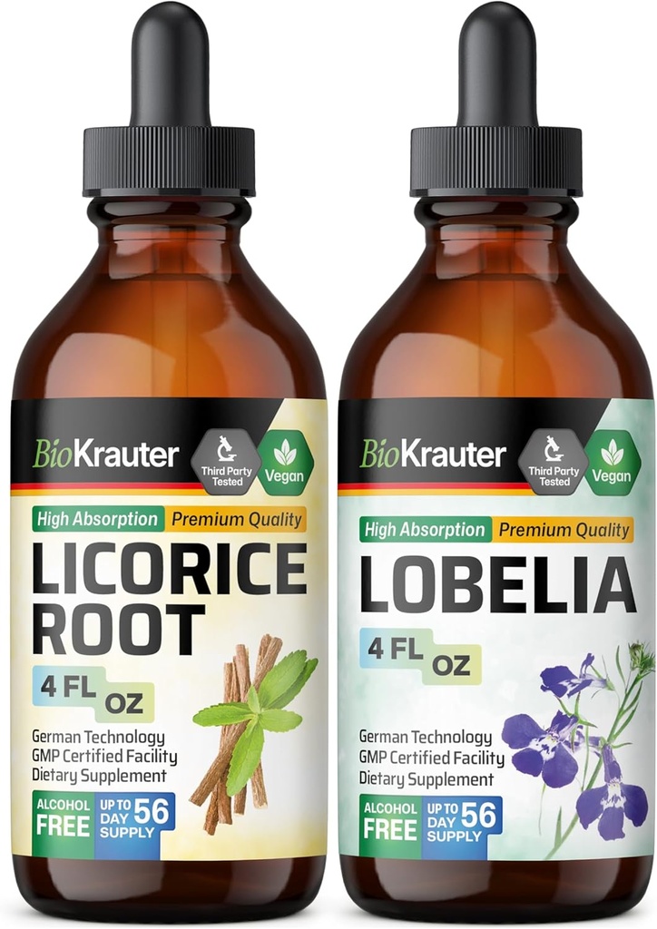 BIO KRAUTER Root Tincture 4 Fl. Oz. & Lobelia Tincture 4 Fl. Oz.