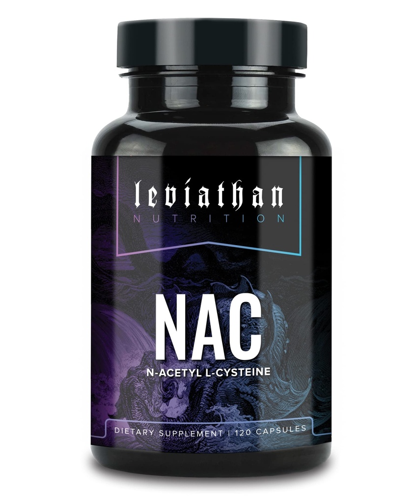 Leviathan Nutriţie NAC Supliment N-Acetyl Cysteine pentru Plămân, Ficat, Suport Imun - Suport Antioxidant Potent pentru stimularea nivelului glutationei 600 mg, 120 capsule