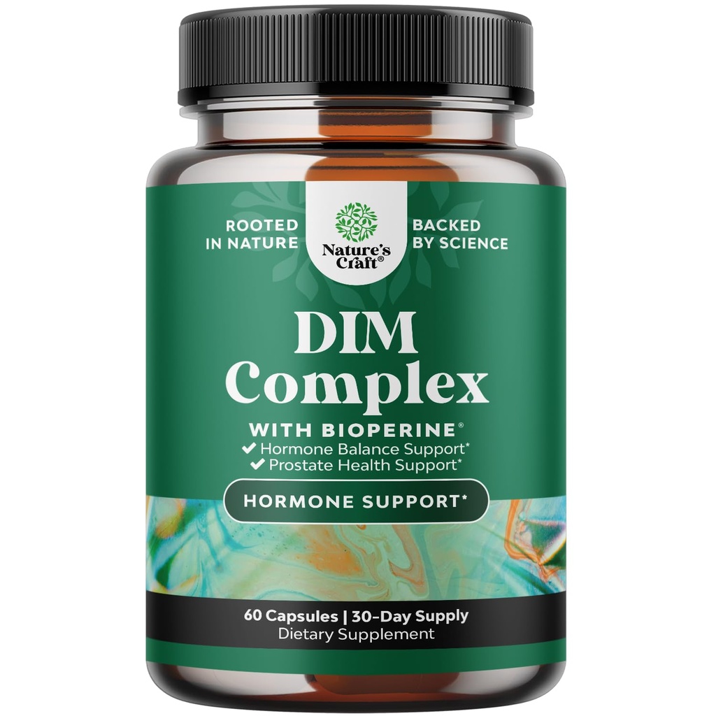 Pure DIM Supliment pentru bărbați cu Bioperine - DIM Estrogen Blocker pentru bărbați pentru echilibru hormonal și sănătate prostată - Complex diindolilmetan testosteron cu Broccoli Florets - 60 capsule