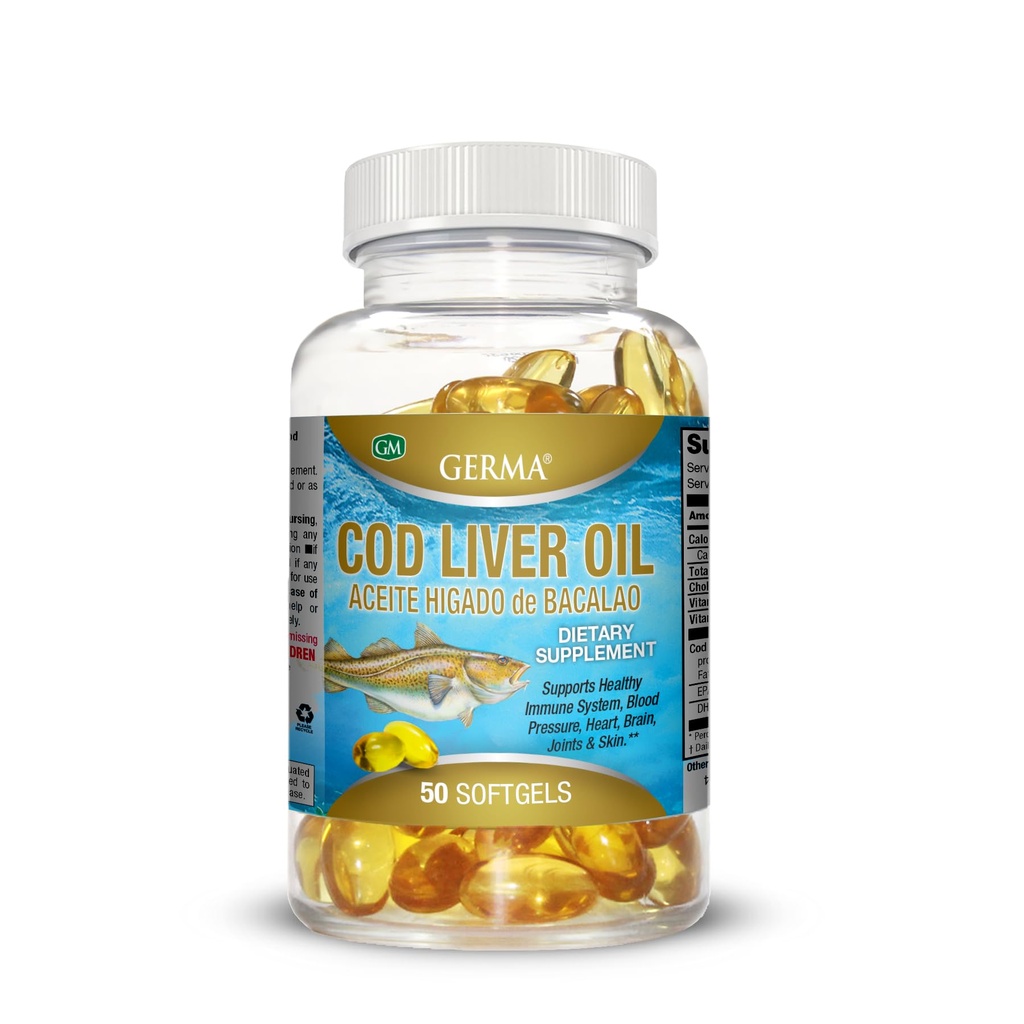 Aceite De Higado De Bacalao Capsules 100 Cod norvegian pur ulei de ficat GERMA