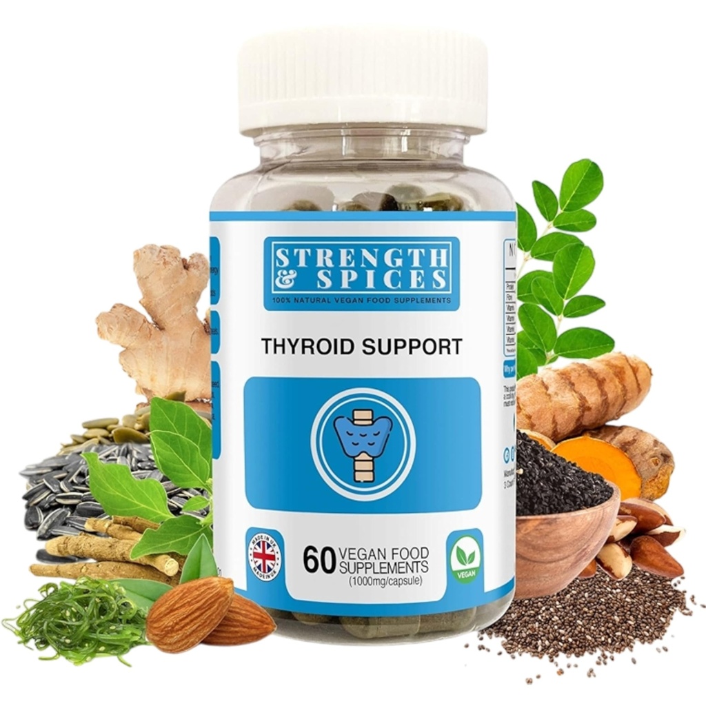 Concentraţie & Picioare - Suport tiroidian, Supliment iod cu Maca Root, Sea Kelp, Brazil Nuts şi Ashwagandha, 60 Capsule