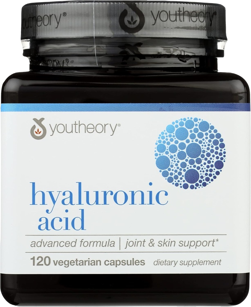 Youtheory Acid hialuronic Formula avansată, Dairy Free, 120 capsule (Pachet de 1)