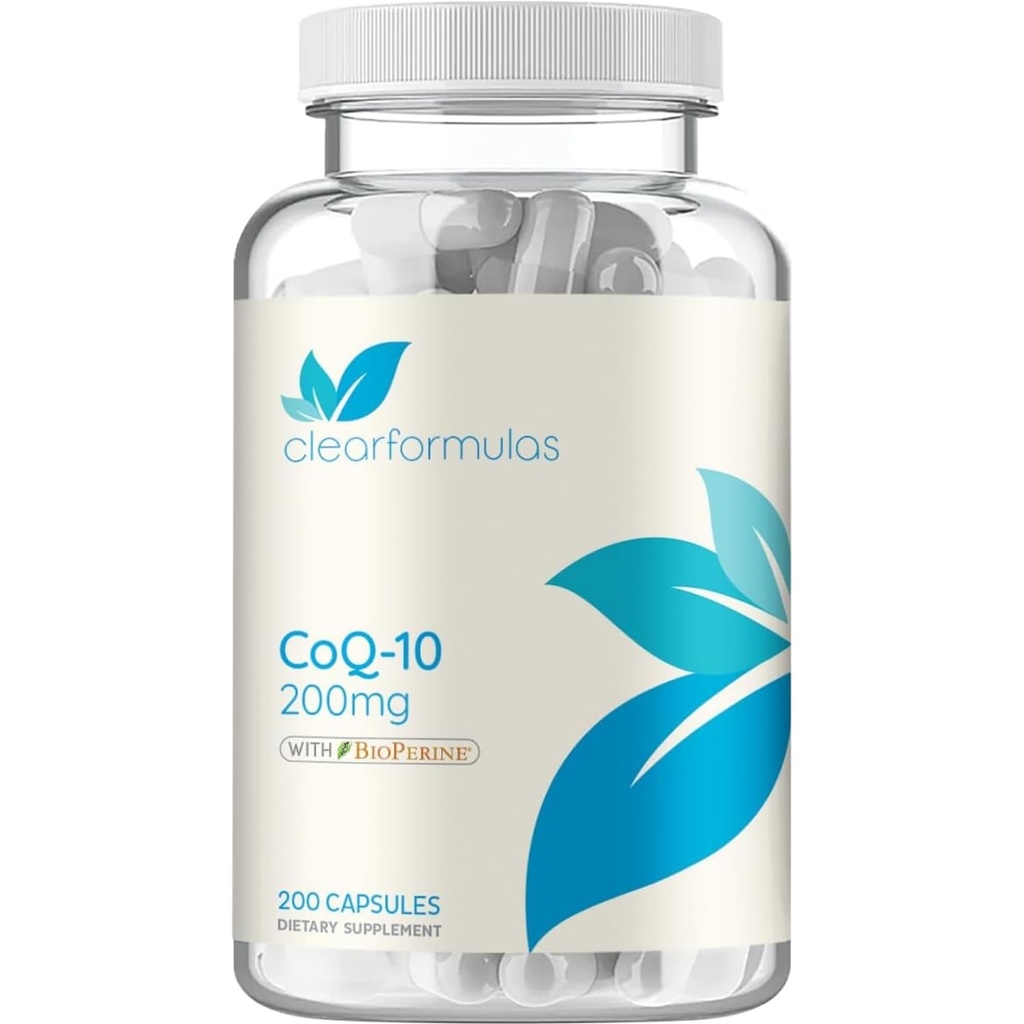 CoQ10 200 mg cu BioPerine - Coenzima de absorbţie îmbunătăţită Q10 200 mg Antioxidant potent pentru energie cardiacă şi suport pentru îmbătrânire - Capace de înaltă stabilitate CoQ10 Ubichinonă - realizate într-un cGMP US Lab (200 Servings)