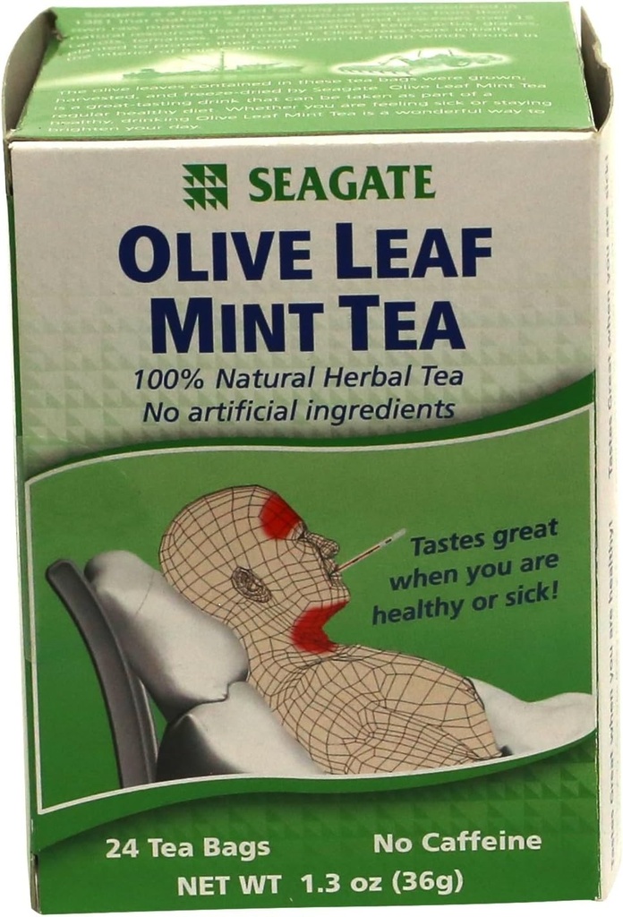 Seagate Products Olive Leaf Herbal Mint Tea 24 Count (pachet de 1)
