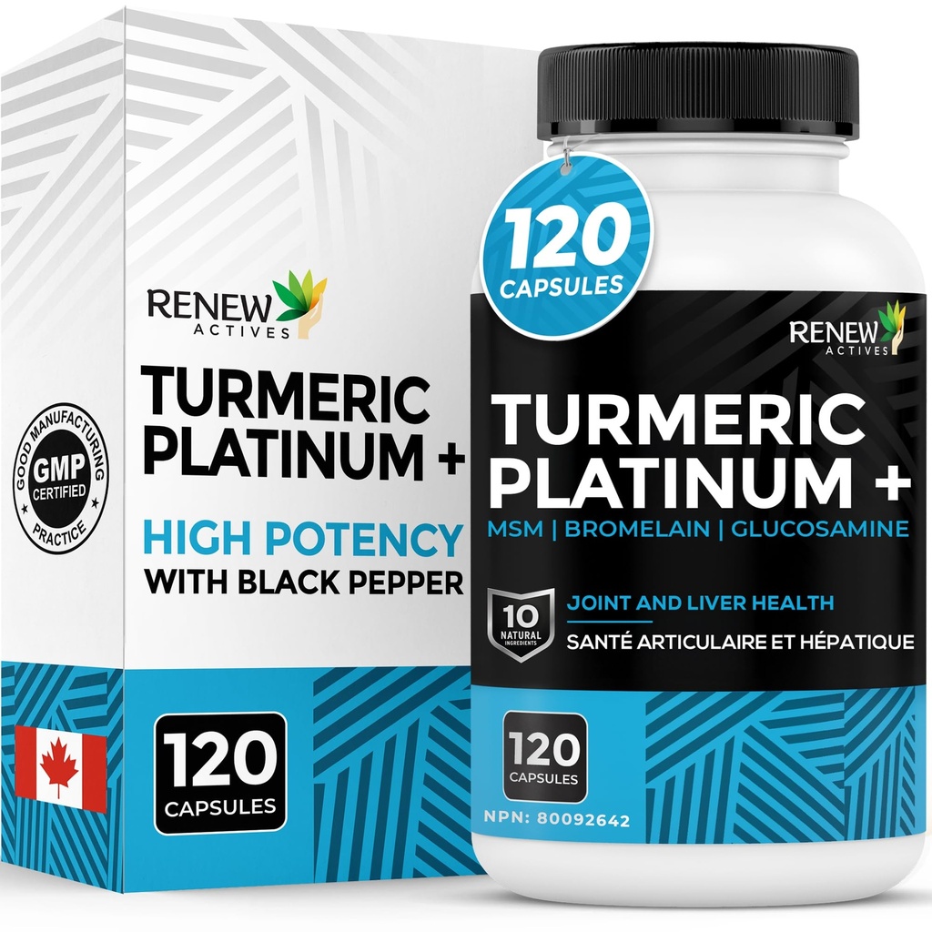Reînnoirea Active Platină Turmeric 1350MG per 3 Capsule cu Pepper negru & Ginger 