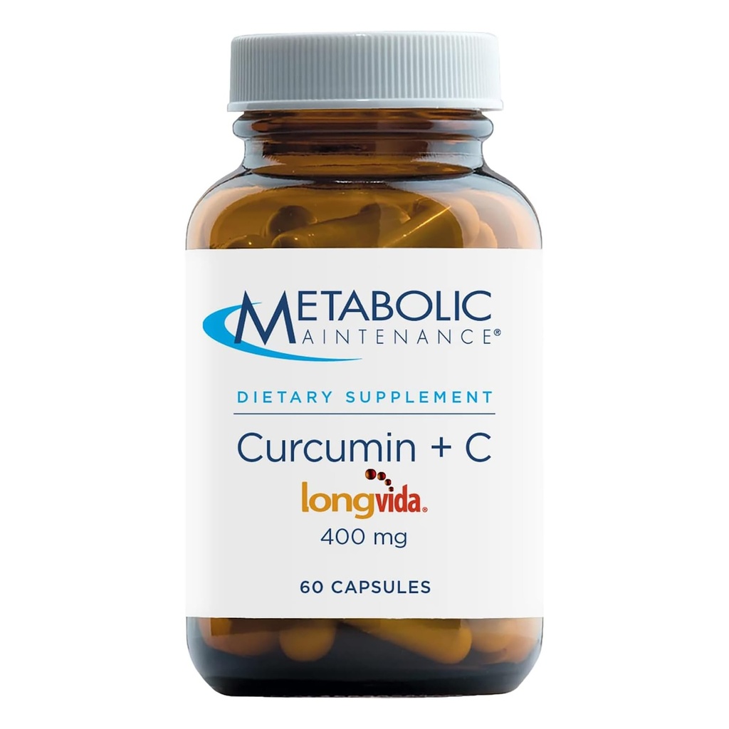 Curcumina de întreţinere metabolică + C - Longvida + vitamina C Supliment îmbunătăţit curcumină pentru funcţia cerebrală şi mobilitatea articulară (60 capsule)