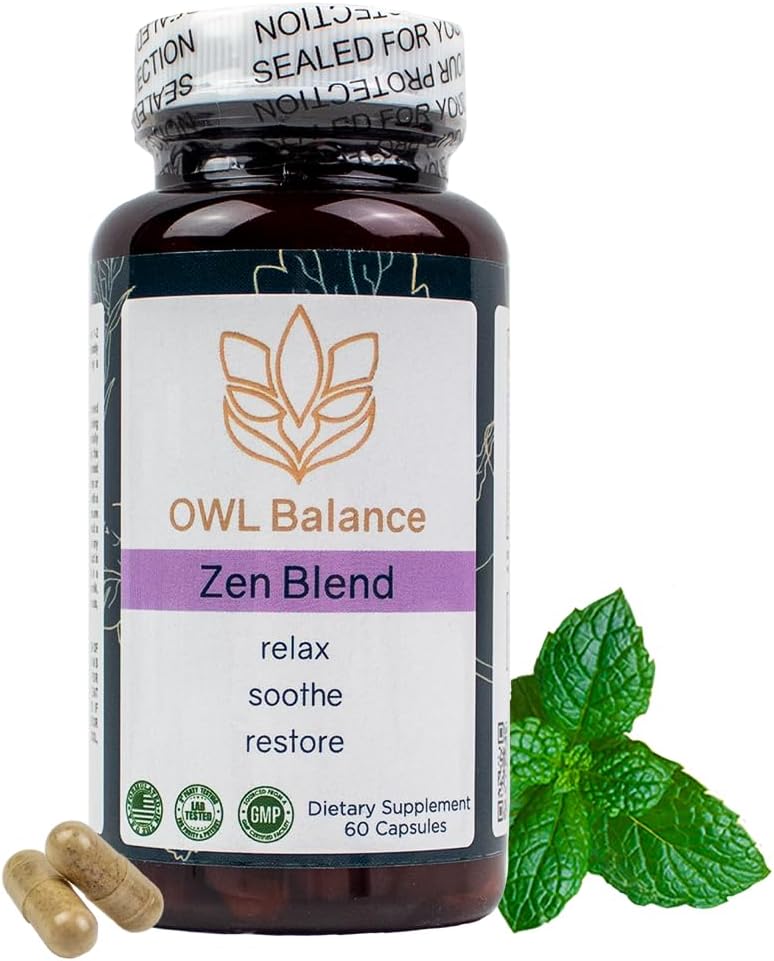 Zen Blend - Stres si Anxietate Supliment cu Ashwagandha, L-Teanină, Sfânt Basil, Skullcap, Passionflower & Lemon Balm 