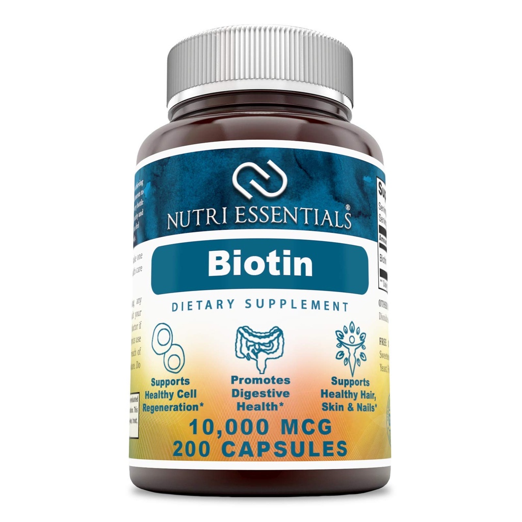 Biotin 10000 Mgg 200 capsule (non-GMO)- sprijină părul sănătos, pielea și unghiile - promovează întinerirea celulelor și producția de energie