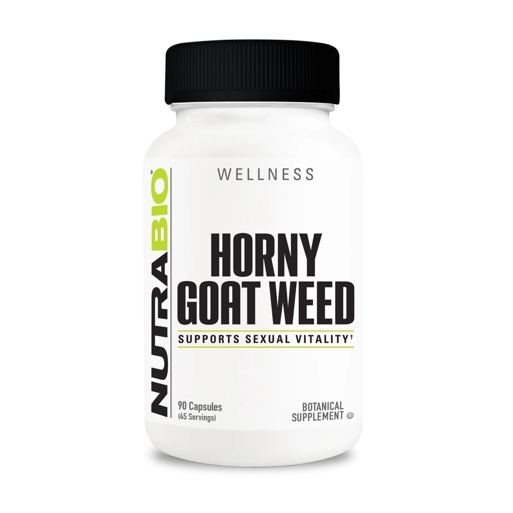 NutraBio Horny Capre supliment de extract de buruieni, 500mg - atât pentru bărbați și femei, ajută la susținerea energiei și vitalității, 90 capsule vegetale