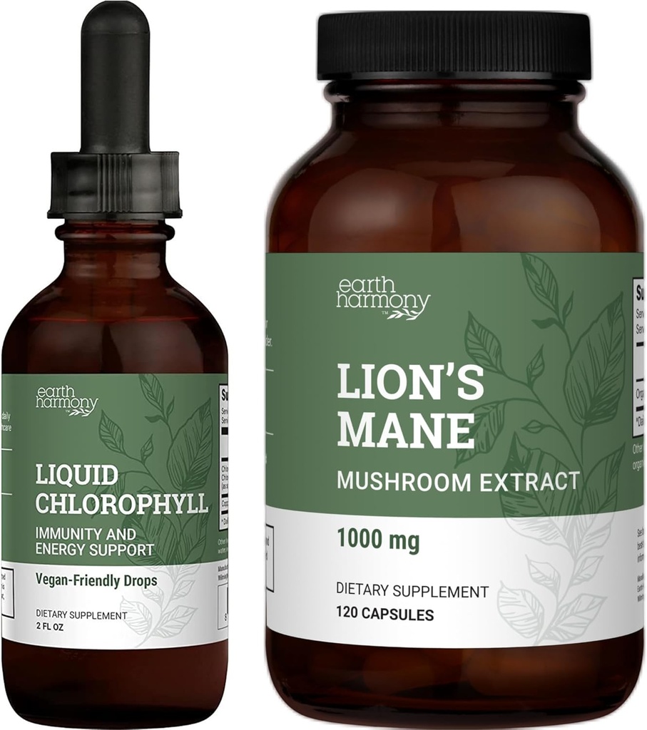 Clorofila şi coama leului - 120 capsule & 2 Fl Oz