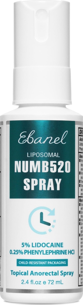 Ebanel 5% Lidocaină Spray Durere Relief Numb520 Burn Itch Relief Ambring Spray pentru piele, Topical Anestezic Postpartum Hemoroizi Tratamentul cu Fenilephrine pentru uz local și anorectal
