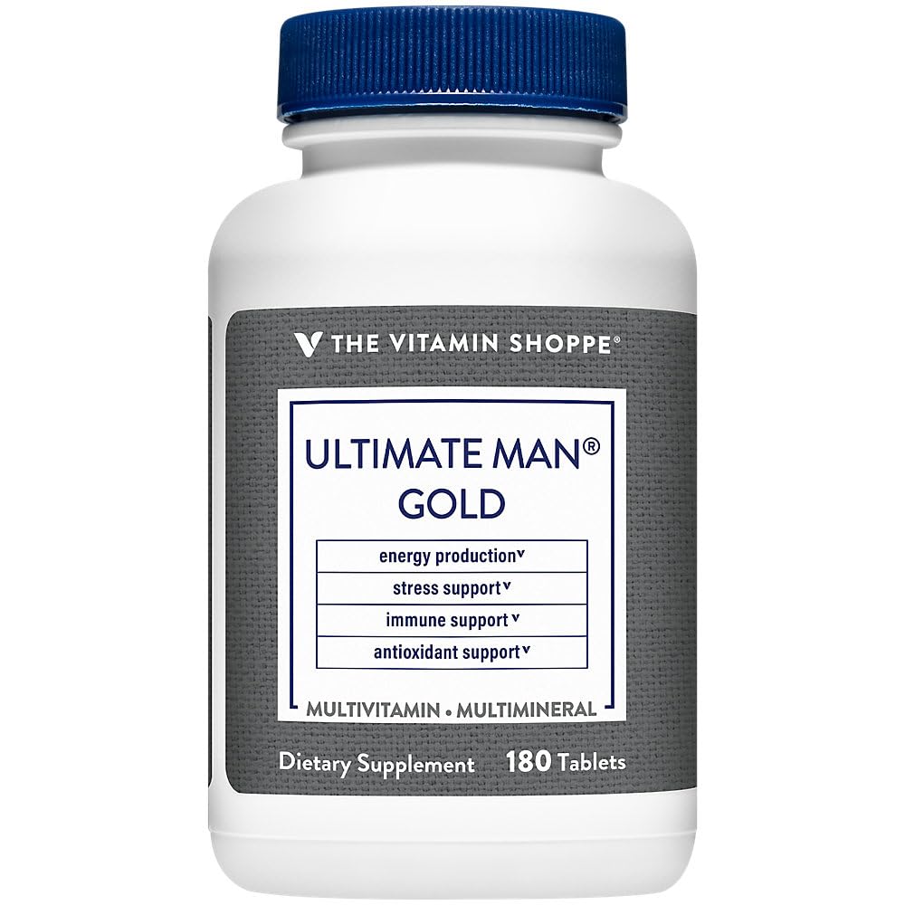 Vitamina Shoppe Ultimate Man Multivitamine - Blend de energie de mare potenta si antioxidant - Supliment zilnic multi-mineral complet pentru Men Optimal Health - Gluten & Dairy Free (180 comprimate)