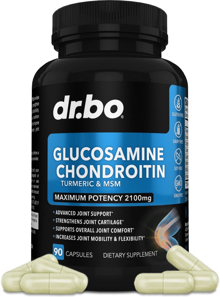 Glucosamină Chondroitin MSM Turmeric - Suplimentul pentru sănătate în articulaţii 2100 mg Knee Bone & Articulaţii - Suplimente pentru susţinerea articulaţiilor Pastile Glucosamine Capsule sulfate Suplimente comune pentru bărbaţi Adulţi