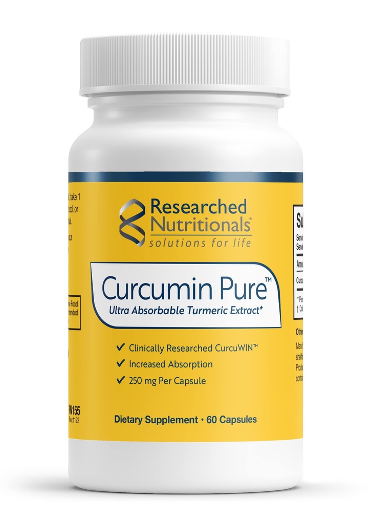 Cercetati nutritionale Curcumina Pure - Extract de curcumina cercetat clinic, 46x mai absorbabil decat extractul traditional de curmerica (60 capsule de curcumina vegana)