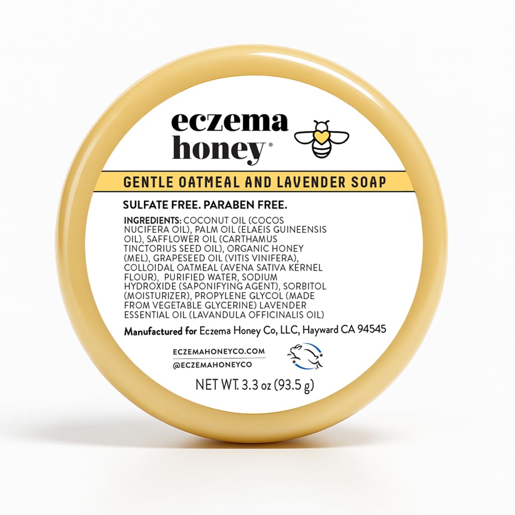 ECZEMA HONY Floare de ovăz blând și săpun de lavandă - Eczemă naturală Body Wash - Sapun zilnic blând pentru uscat, mâncărime, sensibil, și piele iritabilă (3.3 Oz)