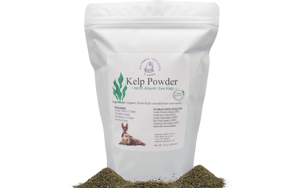 Pulbere Kelp pentru câini/Cats, Marea Atlanticului de Nord Natural Kelp, Vitamine Minerale și Antioxidanți pentru Ultimate Health (15 Ounce)