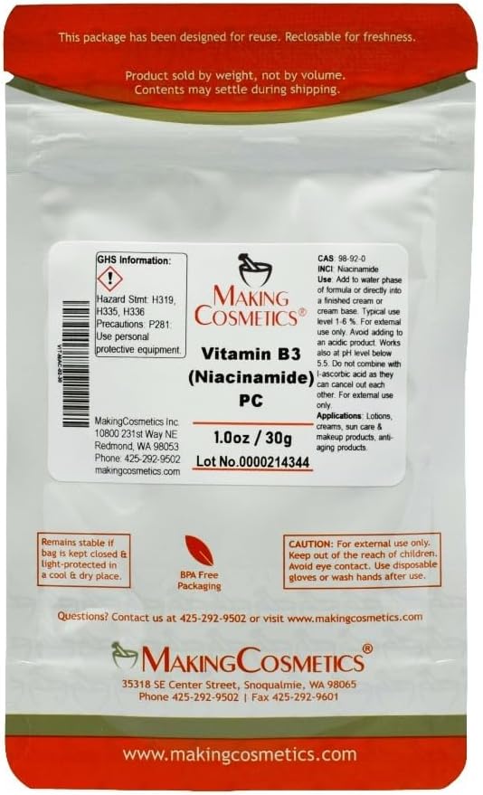 MakingCosmetics - Vitamina B3 (Niacinamidă) PC - 1,0oz / 30g - Ingredient cosmetic