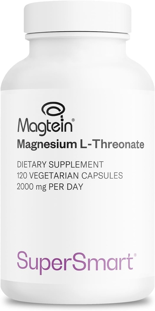 Supersmart - Magneziu L-Treonat 2000mg pe zi (Magtein) - Patentat & Biodisponibil Threonat de magneziu - Memorie, Brain Health & Attention 