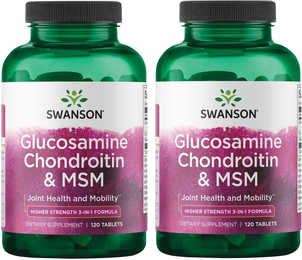 Swanson Glucosamină Chondroitin & Msm 500/400/200 Milligrams 120 Tabs (2 ambalaj)