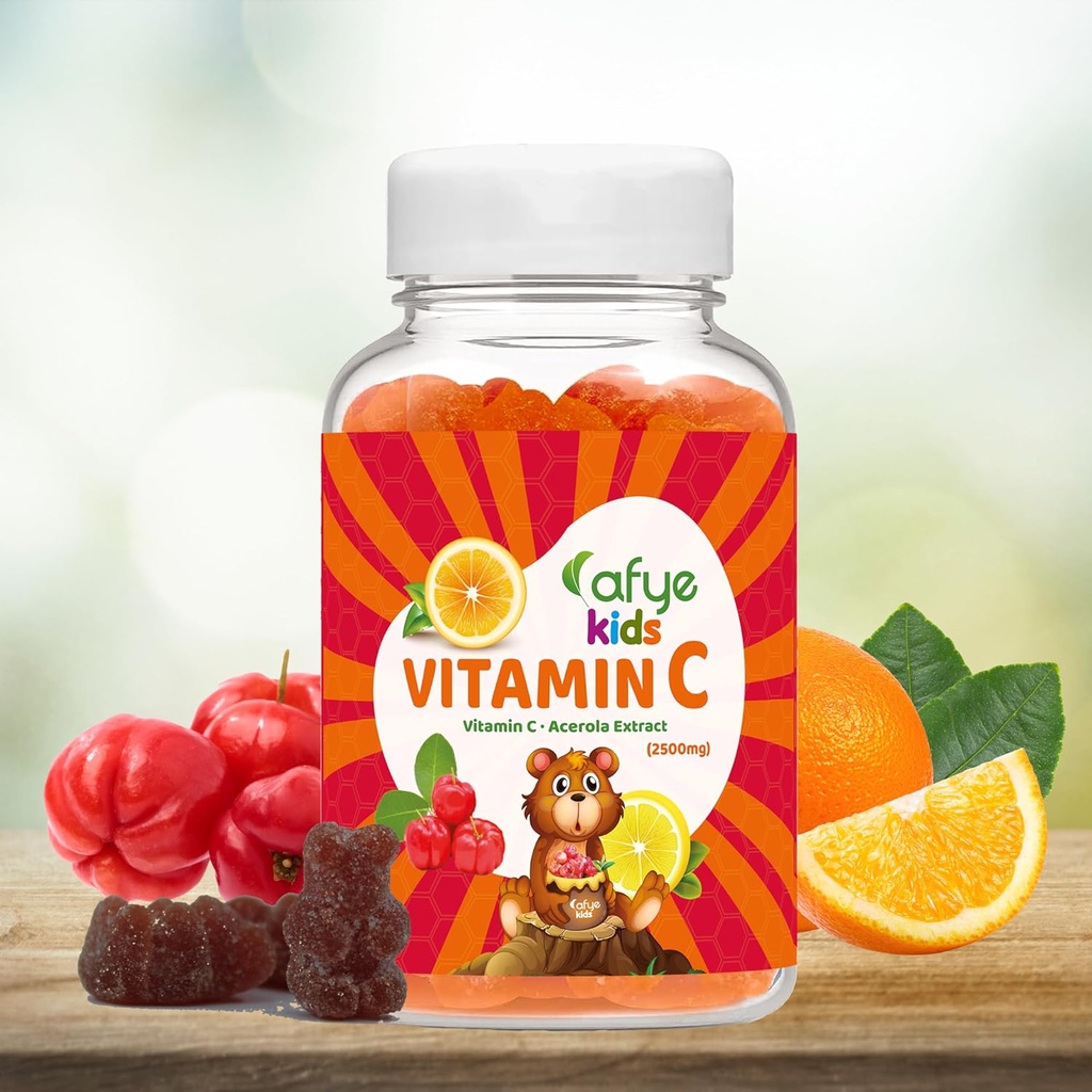 Copii Vitamina C - Sistem imunitar Booster Gume cu forma de urs - Sistemul imunitar Support Vitamine pentru adulți și copii - Vitamina C și extract de acerola, 60 Conte (Pachet de 1)