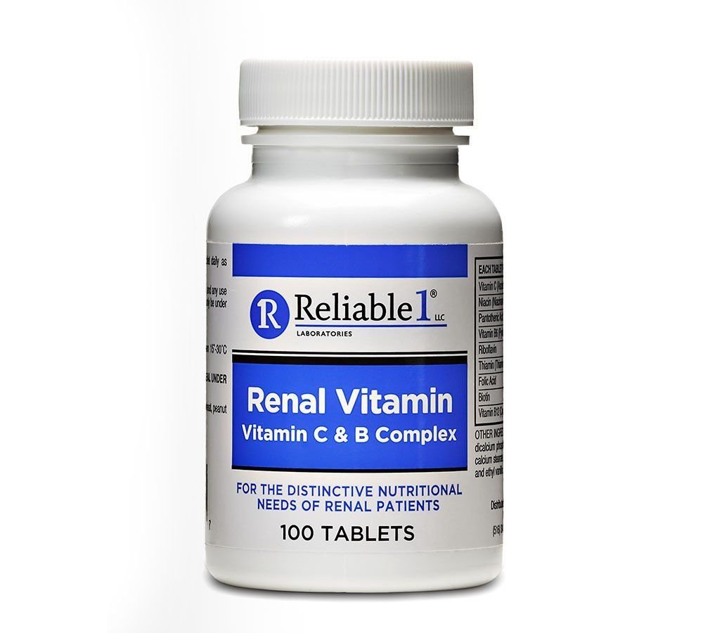 LABORATORI RELABILI 1 Complex de vitamine renale C & B pentru bărbaţi şi femei (100 comprimate per flacon) (Single)