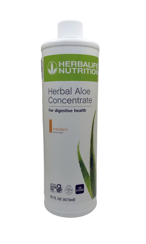 Herbalife Aloe Concentrat Pint: Mandarin Flavor 16 FL Oz (473 ml) pentru Digestive Health with Premium-Quality Aloe, Gluten-Free, 0 Calorii, 0 Sugar, Natural Flavored