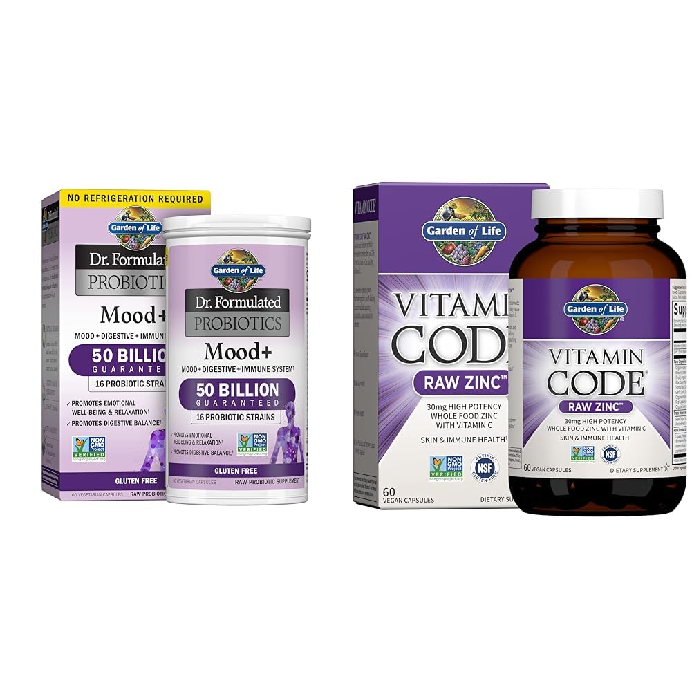 Gradina de viata Dr. Probiotice Formulate Mood+ Acidophilus Probiotic Supliment & Zinc Suplimente 30mg mare Potenta Raw Zinc si vitamina C Supliment multimineral