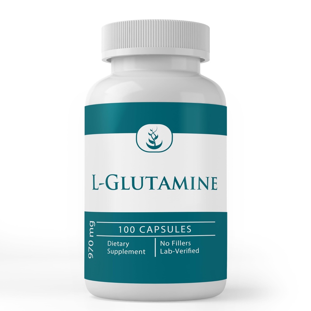 Ingrediente originale pure L-glutamină în mod natural Aminoacid, non-GMO & Gluten-Free (100 capsule)