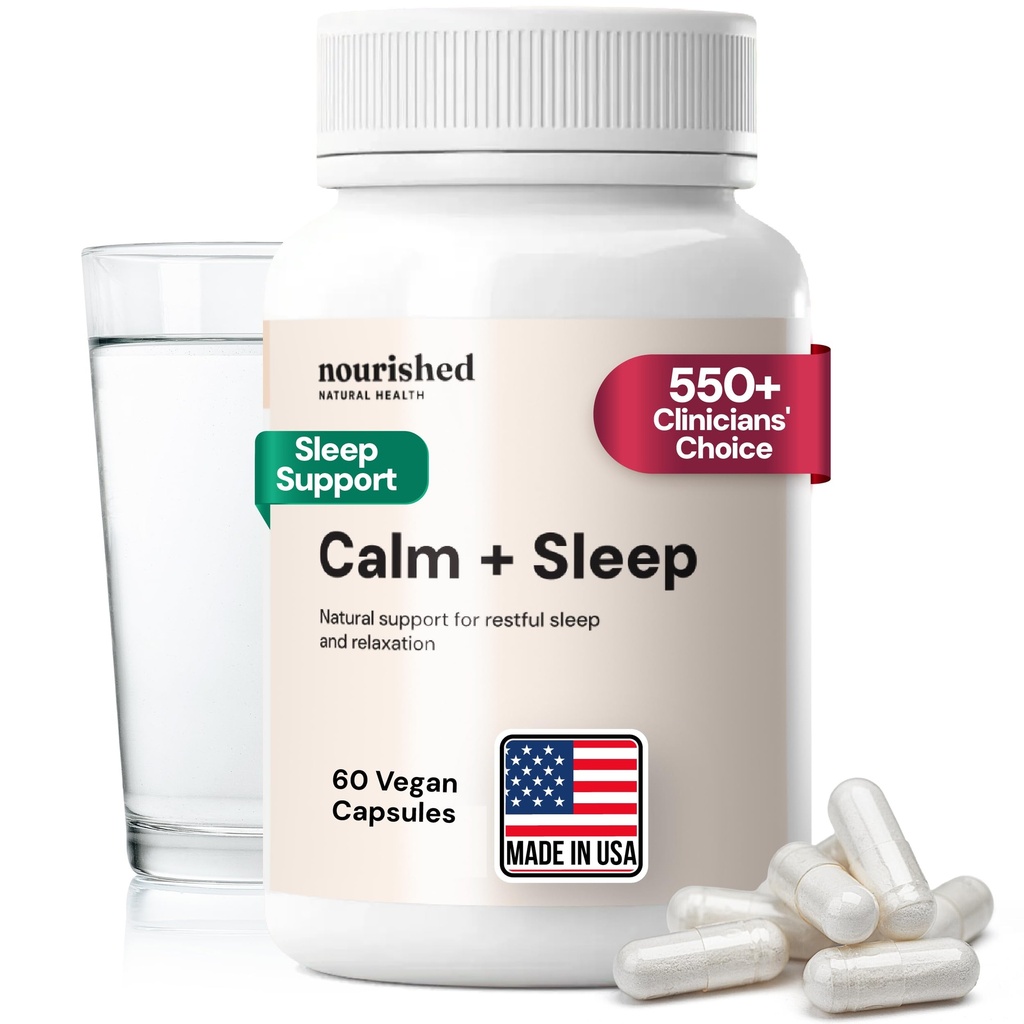Capsule de somn pentru odihnă profundă și relaxare cu Ashwagandha, Mușețel, Extract de cireșe tartă, Flori de pasiune, L-teanină, & Magneziu - 60 capsule