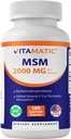 Vitamatic MSM 2000 mg cu vitamina C 75 mg per Serving - 180 Veg Capsule - Vitamina C Aid in Better Absopriton of MSM (Metilsulfonilmetan) - Non-GMO & Gluten Free