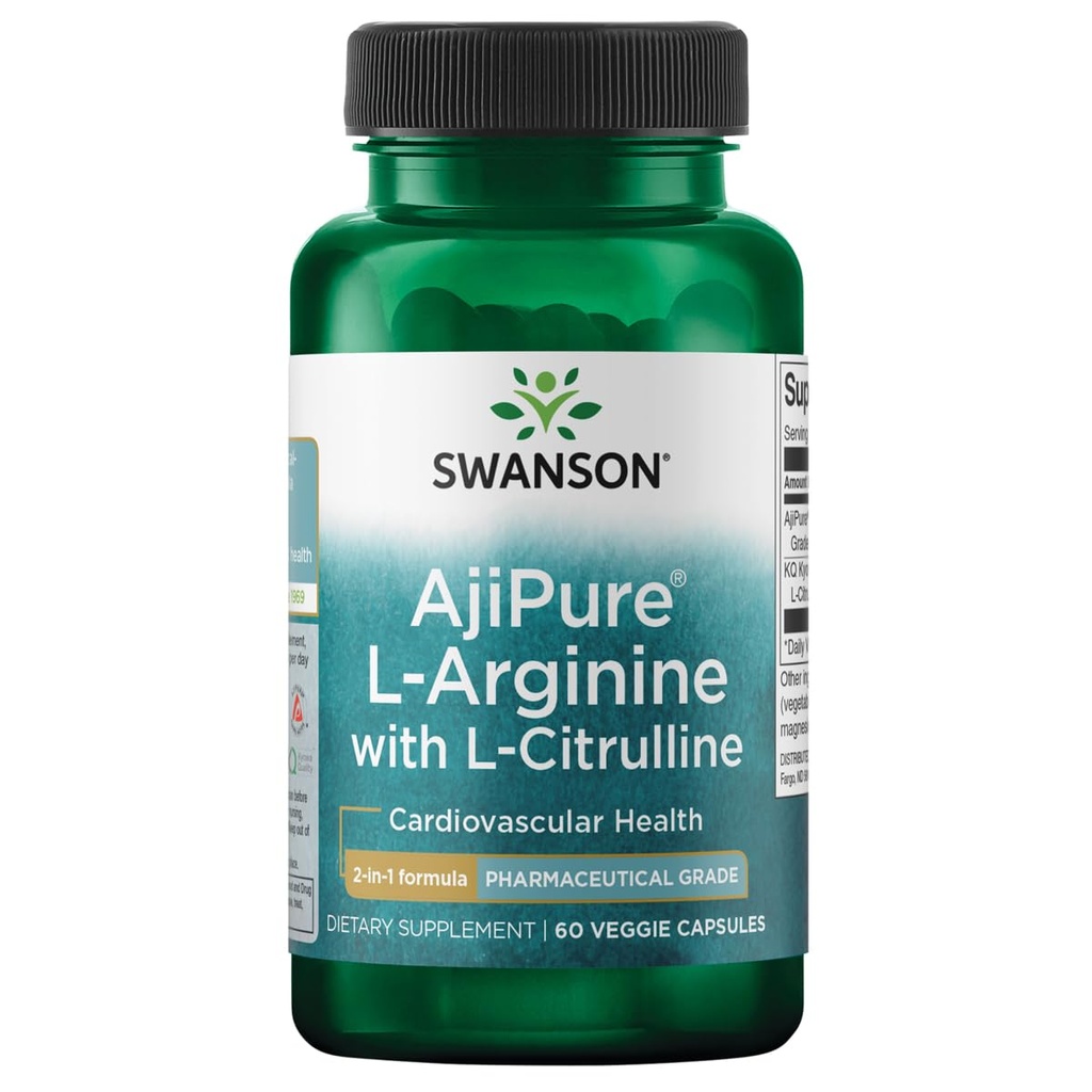 Swanson Amino Acid Ajipure L-Arginină cu L-Citrulin 60 Capsule Veg