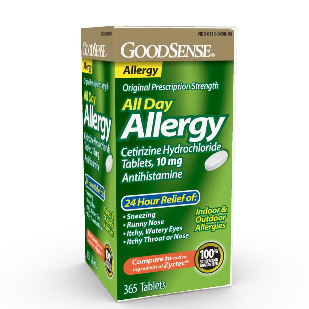BineSense toată ziua Alergie, Cetirizina clorhidrat comprimate, 10 mg, Antihistamin, 365 Conte