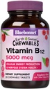 Bluebonnet Nutrition Earth Dulce Vitamina B12 5000 mcg Tablete masticabile, Soy-Free, Gluten-Free, Kosher Certified, Dairy-Free, Vegan, Raspberry Aroma, 30 comprimate masticabile, 30 Serviri