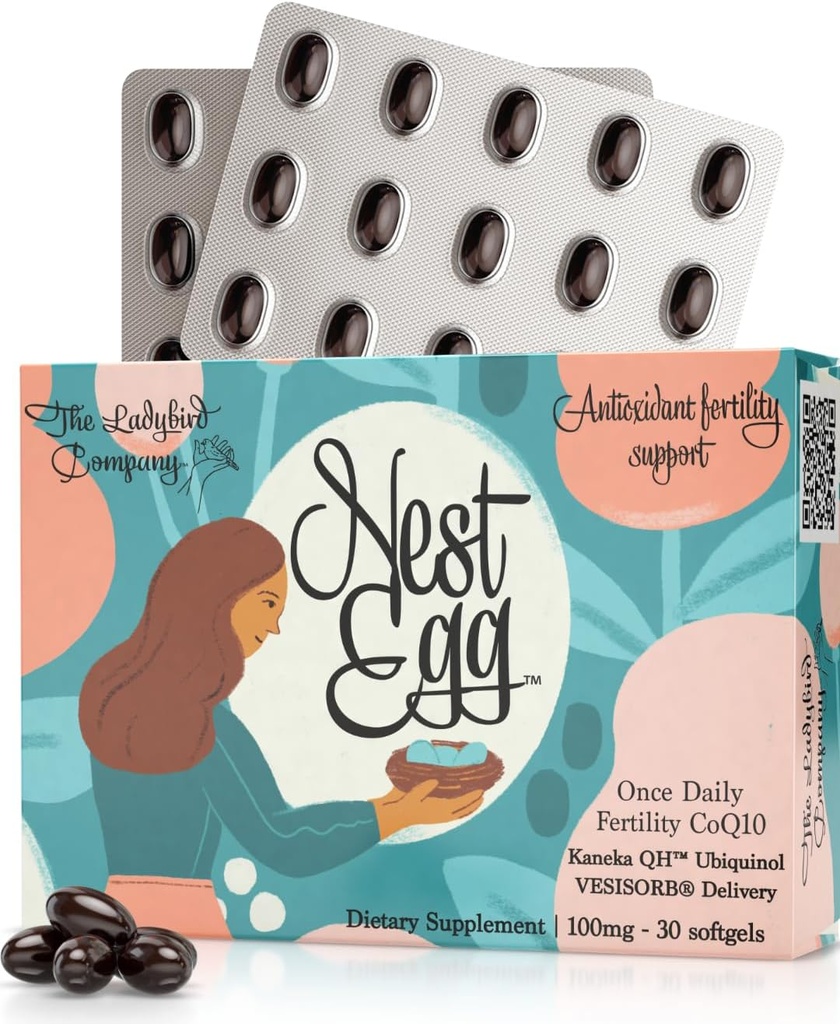 Nest Egg Ubichinol CoQ10 100mg - Premium CoQ10 Suplimentul de fertilitate pentru femei - Made in USA - 3rd Party Tested - Once Daily Softgels (30 Count)