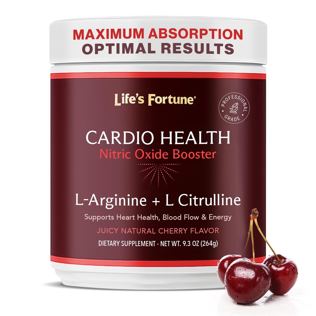 Fortune de viață 5000mg L- Arginine supliment pulbere & 1000mg L-Citrulline, Potență mare oxid azotat Booster de sănătate, Rezistență, Performanță antrenament, Aroma de cireșe naturale (20 serviri)