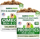 Probiotice câine Chews + Omega 3 pentru câini Bundle - gaz, diaree, constipație, disconfort stomacal + Alergie și relief mâncărime - enzime digestive + prebiotice + Omega 3 - Suport piele și haină