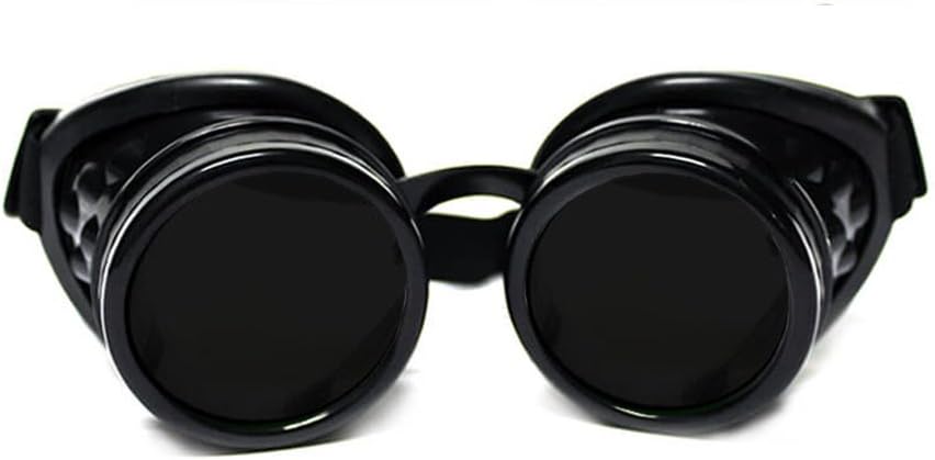 GloFX Steampunk Goggles Tinichea - Rave EDM Festival Accesorii - Gotic Cosplay Welder Goggles - Black Goggles cu Tint Lenses