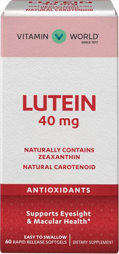 Vitamina World Lutein 40mg 60 Rapid de eliberare Softgels, Eye Health, Vision, Antioxidant